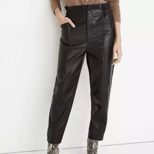 Madewell Black Vegan Leather Pull-On Paperbag Pants. New without tags. Size 2